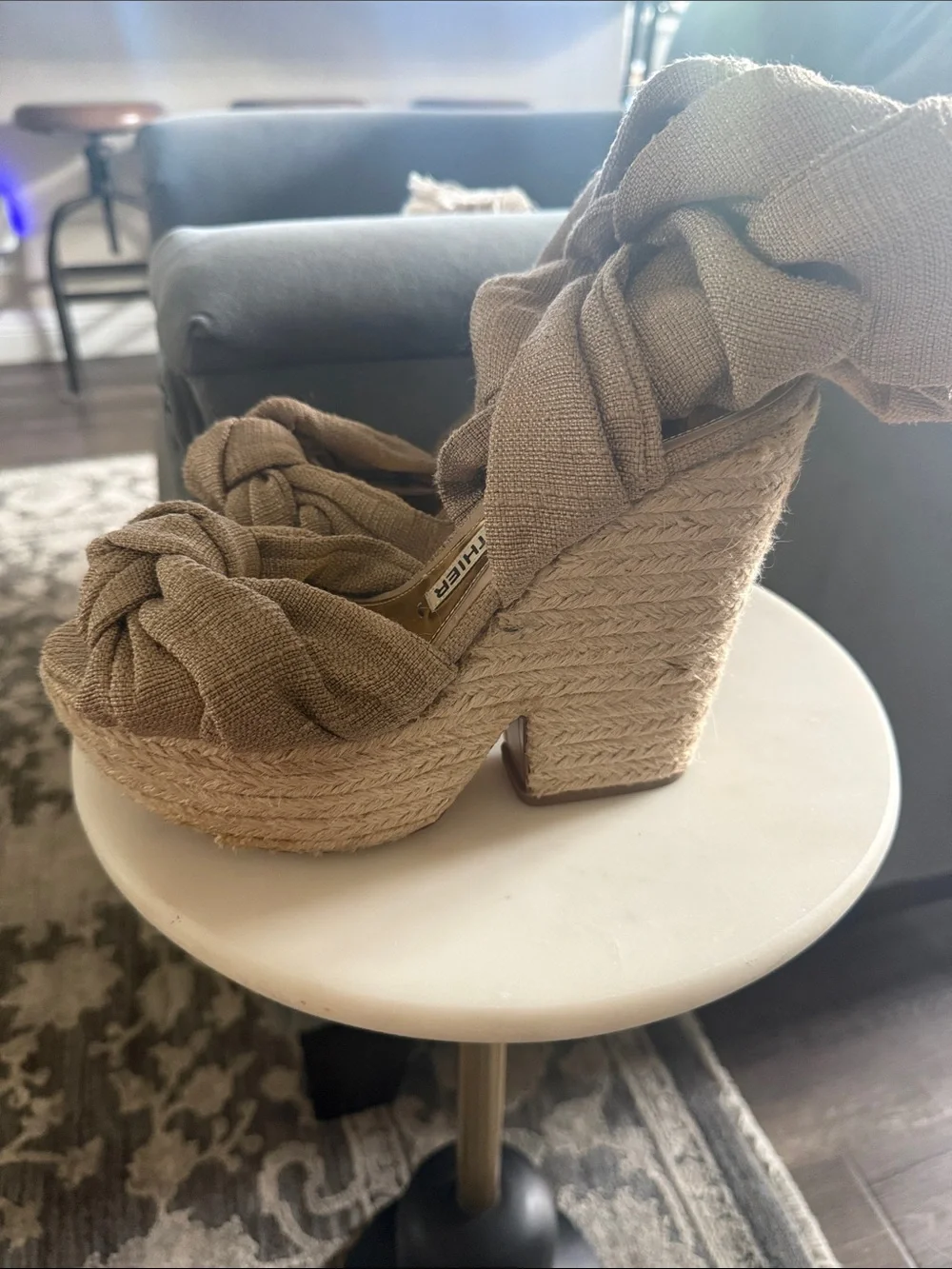 Alexandre Vauthier Taupe Knot Wrap-Heel Sandals